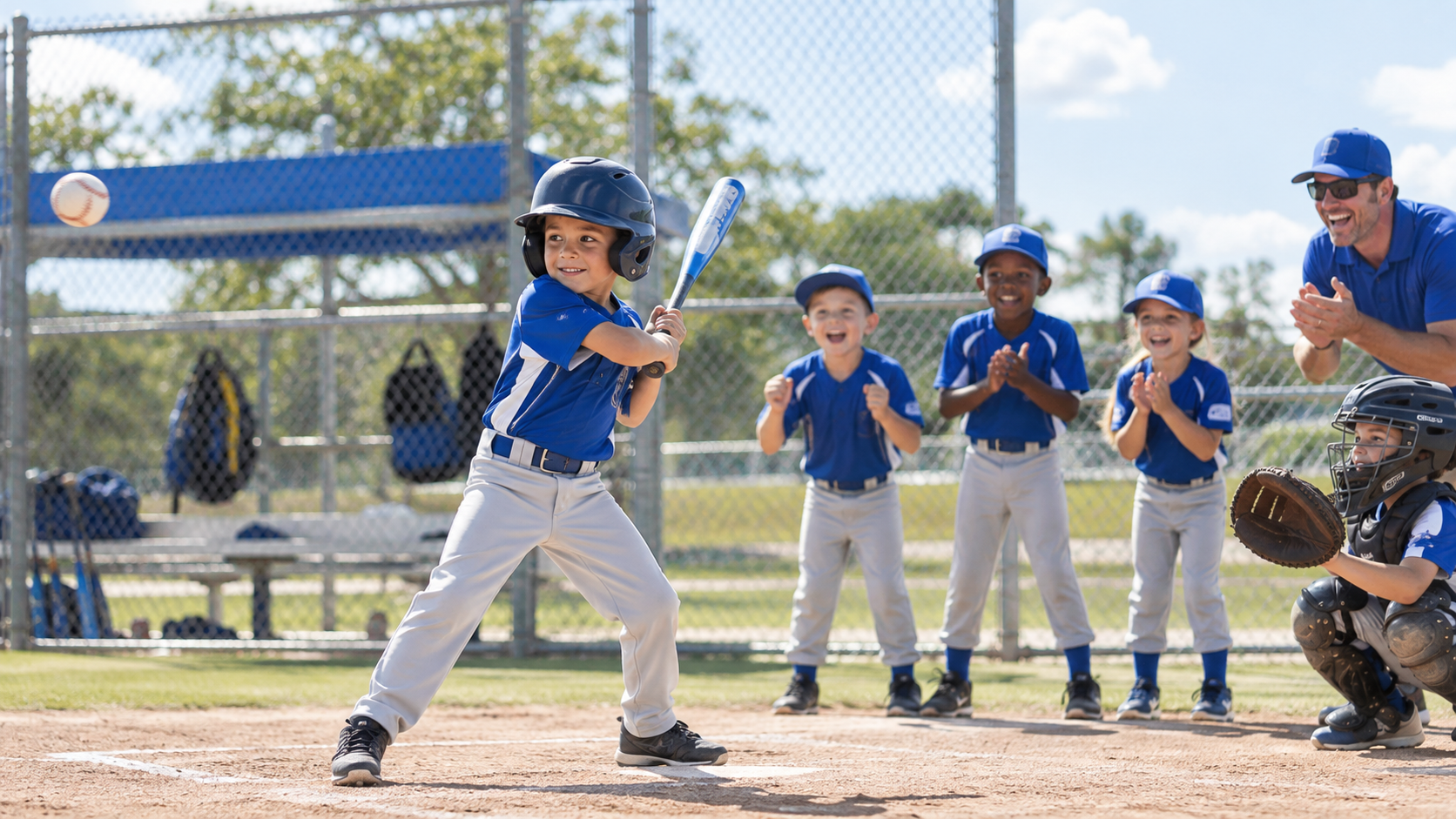 Children at youth baseball practice