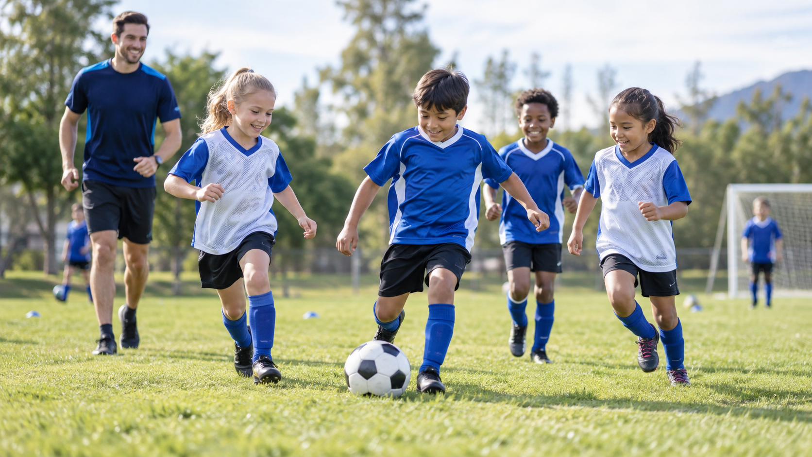 Children at youth soccer practice